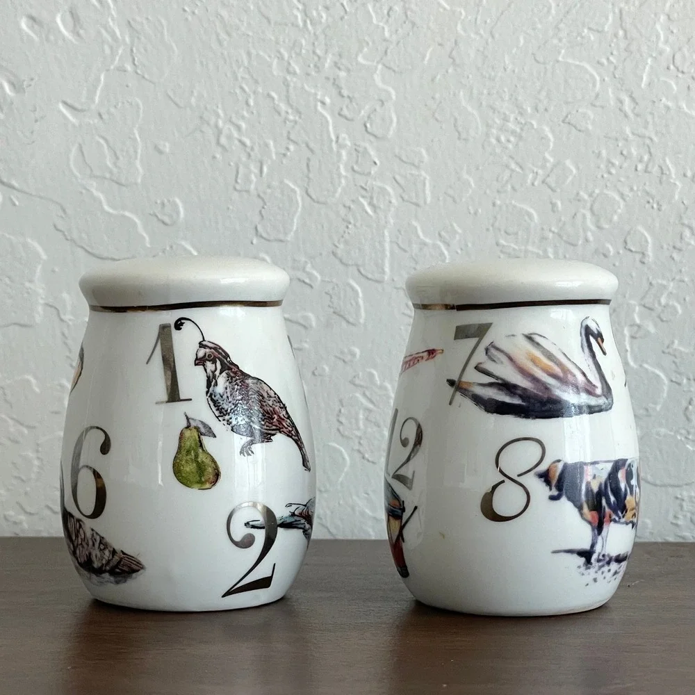 Better Homes & Garden Salt & Pepper‎ Shakers Numbers Animals Motif Cottage Retro
